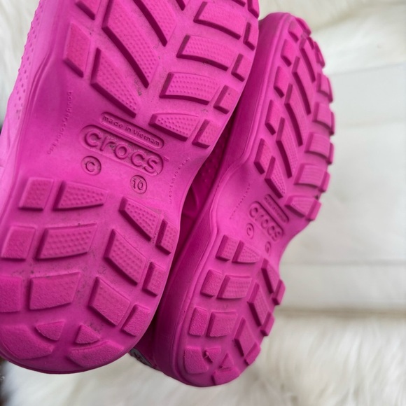 CROCS Vibrant Pink Kids Rain Boots Size C10 - Picture 6 of 9
